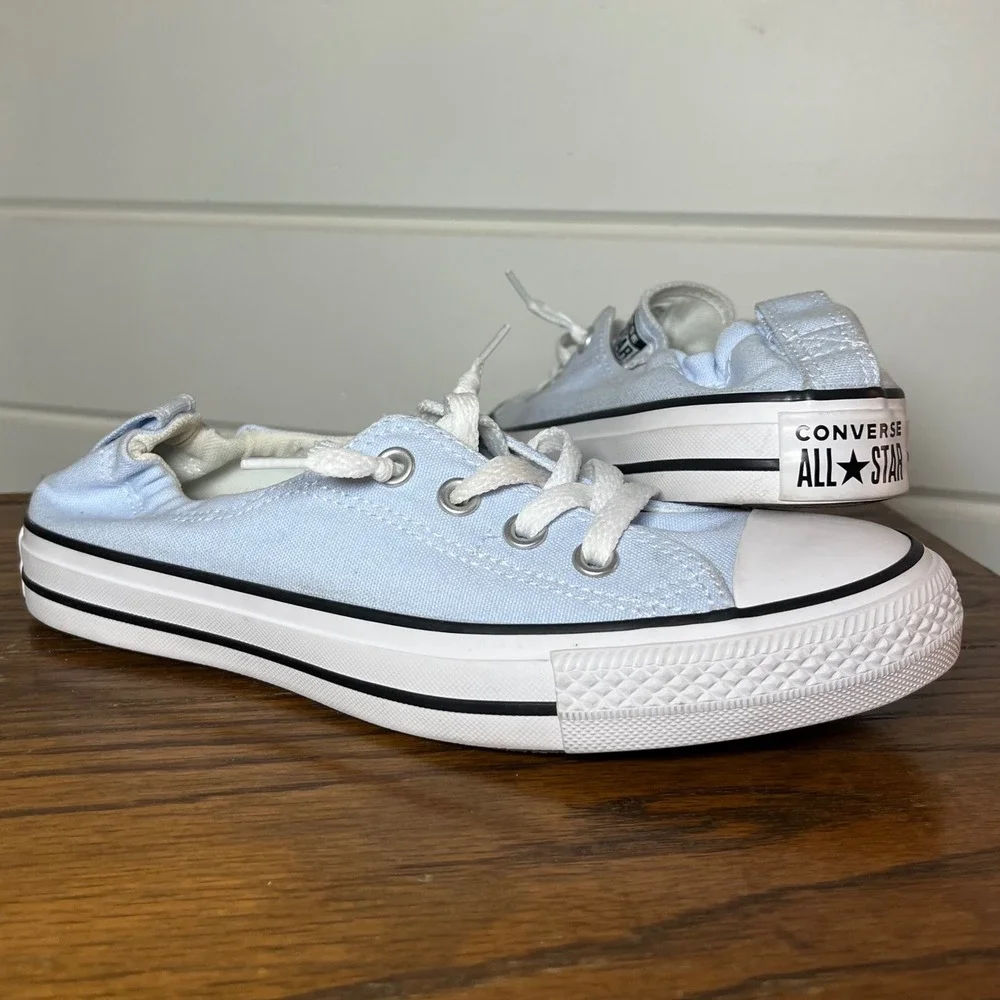 Converse Shoreline Slip On Women 9 Light Blue Canvas Sneaker Chuck Taylor Skater
